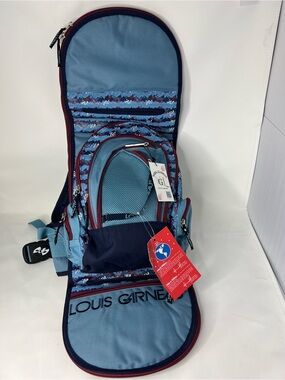 Louis Garneau Light Blue & Navy Backpack with Burgundy Trim